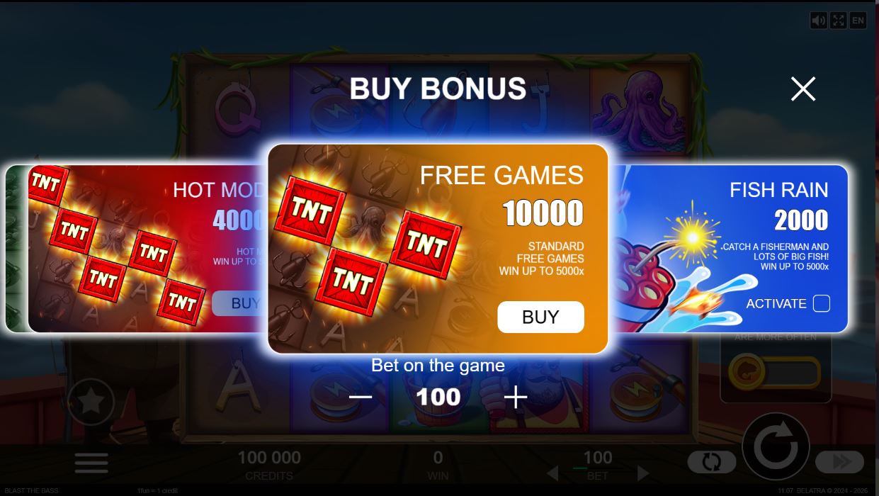 Blast the Bass Buy Bonus menu